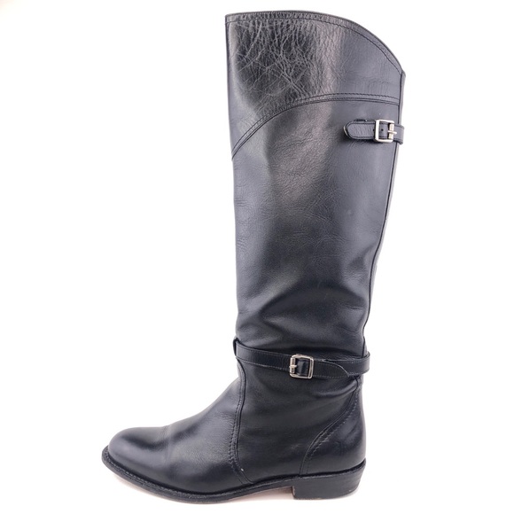 Frye Dorado Black Leather Riding Boots 9 - Picture 1 of 13